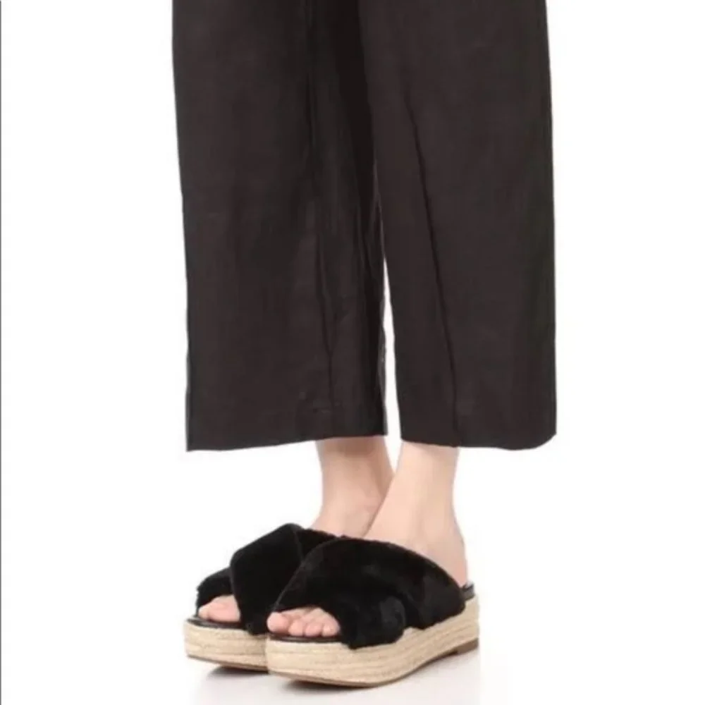 Sam Edelman ZIA Faux Fur Espadrille Wedge 8.5 Black - Picture 2 of 5